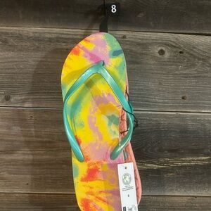 No Boundaries Tie-Dye Flip Flops with Teal Straps